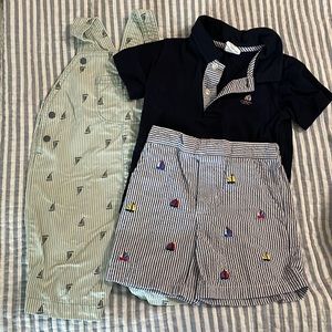 Nautical overalls and shorts, size 18 months